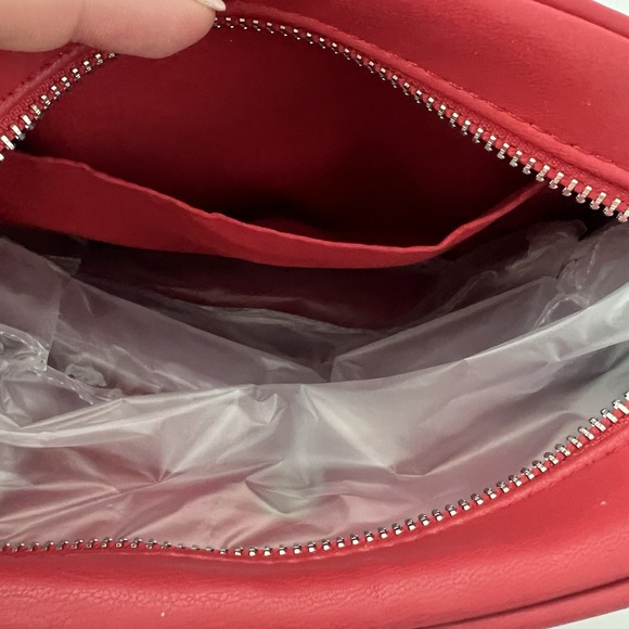 Badgley‎ Mischka Red Quilted Crossbody Pearl Studded Bag Vegan Faux Leather - Picture 6 of 9